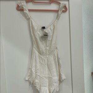 Chic cute cover up Elegant White Ruffled Women's Romper